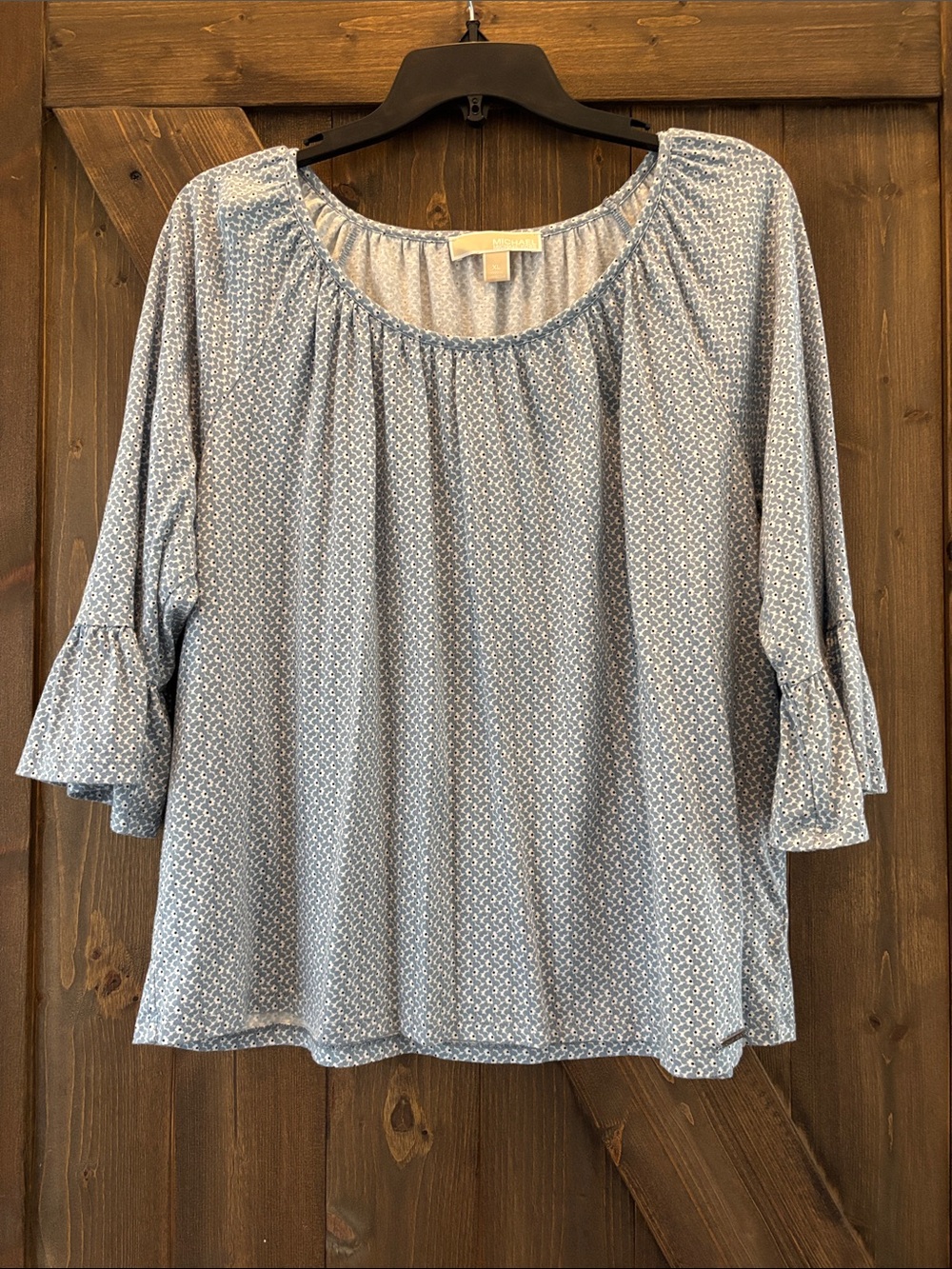 MICHAEL Michael Kors Light Blue Printed Peasant Blouse